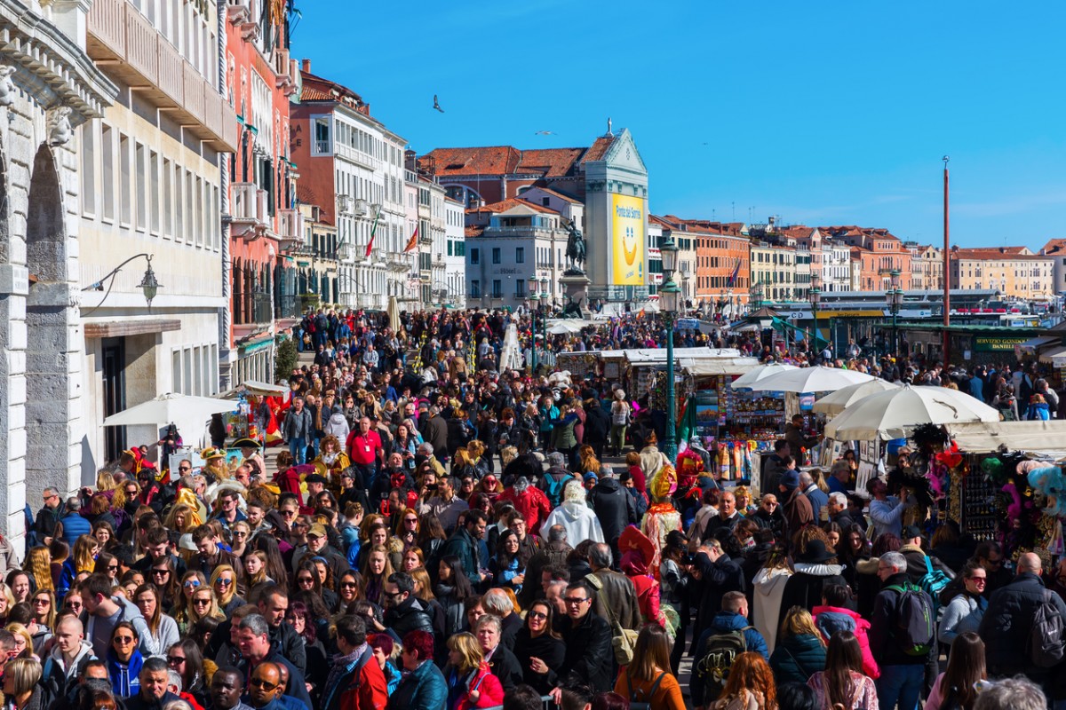 crowds on the promenade at the Carnival of Venice *CUP